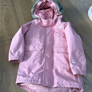 The North Face Light Pink Parka with Fur Hood